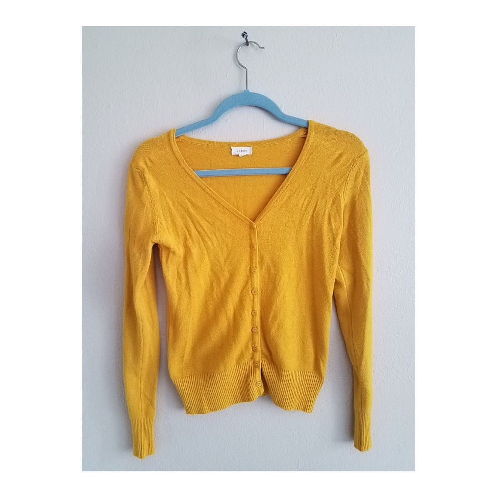 debut gold cropped buttoned sweater